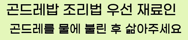  1. 곤드레밥 조리법 우선 재료인 곤드레를 물에 불린 후, 삶아주세요.