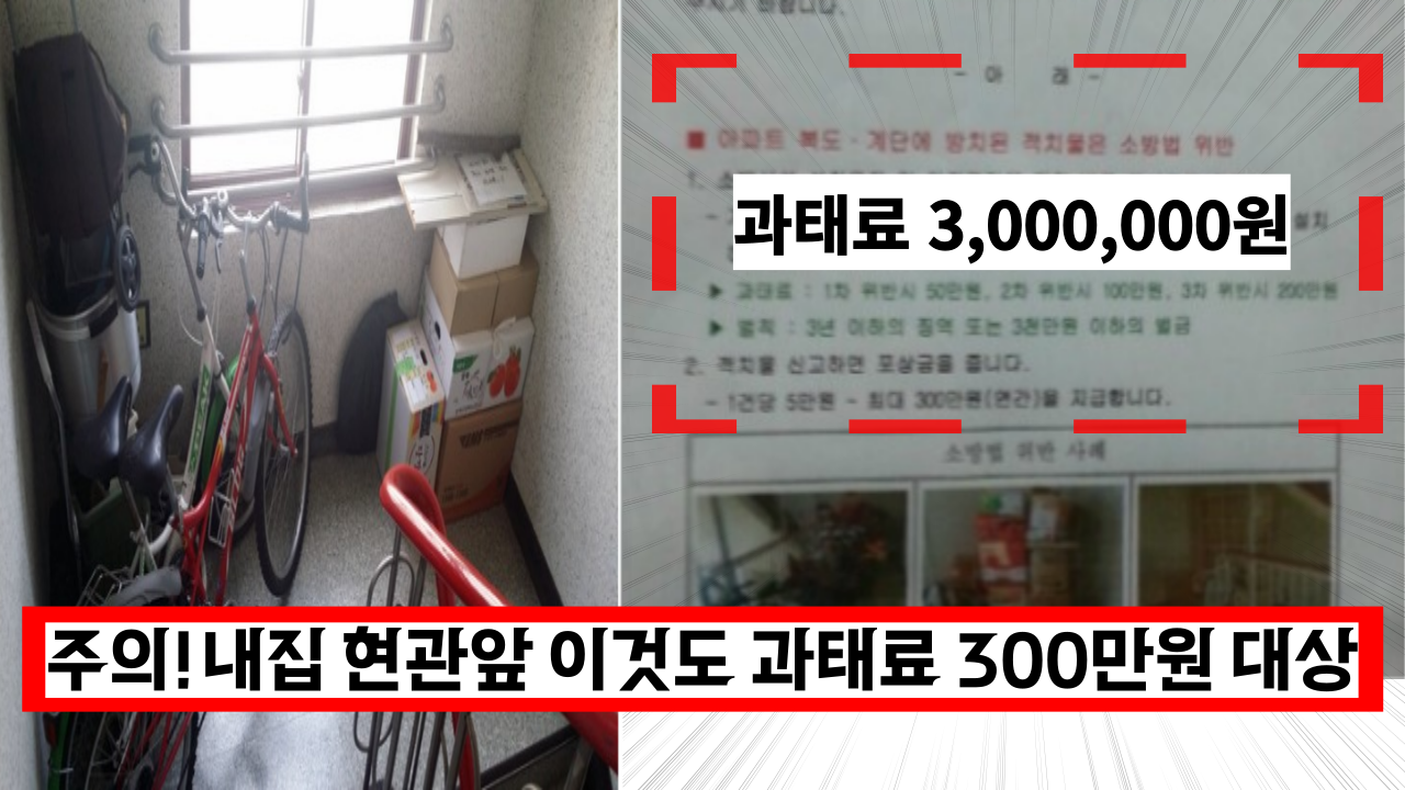  필독! 내집 현관 앞 '이것도' 단속됩니다. 잘못하면 과태료 300만원 꼭 조심하세요.