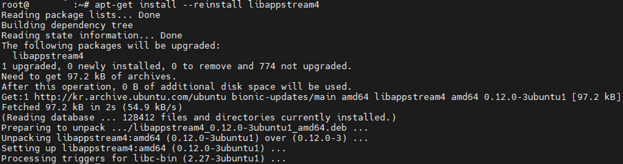  (appstreamcli:6766): GLib-ERROR :apt update 에러
