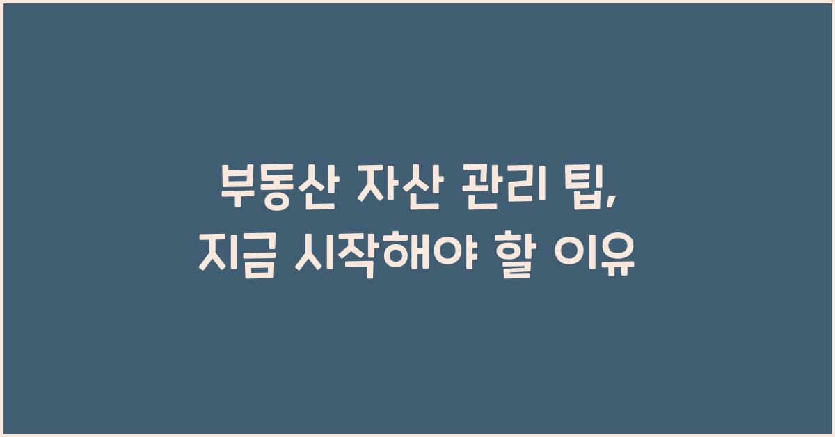 부동산 자산 관리 팁