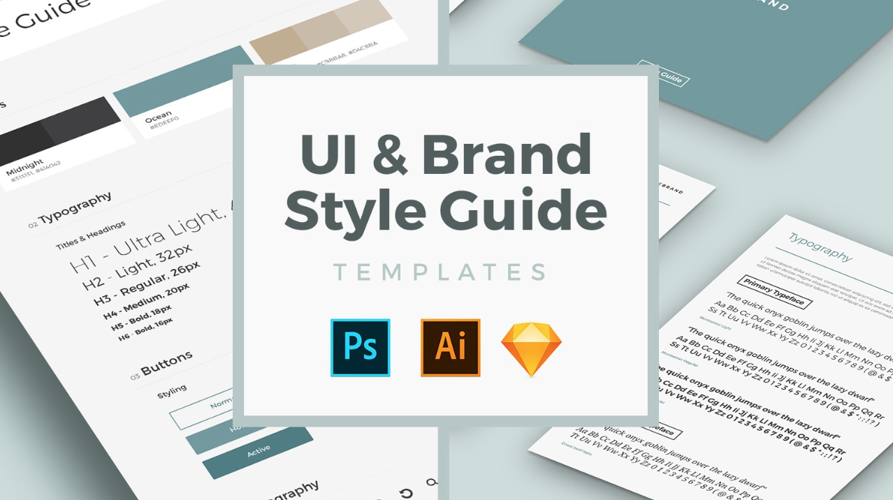  UI & 브랜드 스타일 가이드 템플릿 (PSD, AI, 스케치)