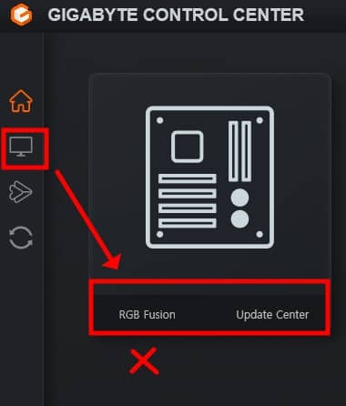 기가바이트 컨트롤 센터 RGB 조절창