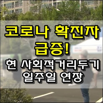  코로나 확진자 급증으로 현 사회적거리두기 일주일 연장