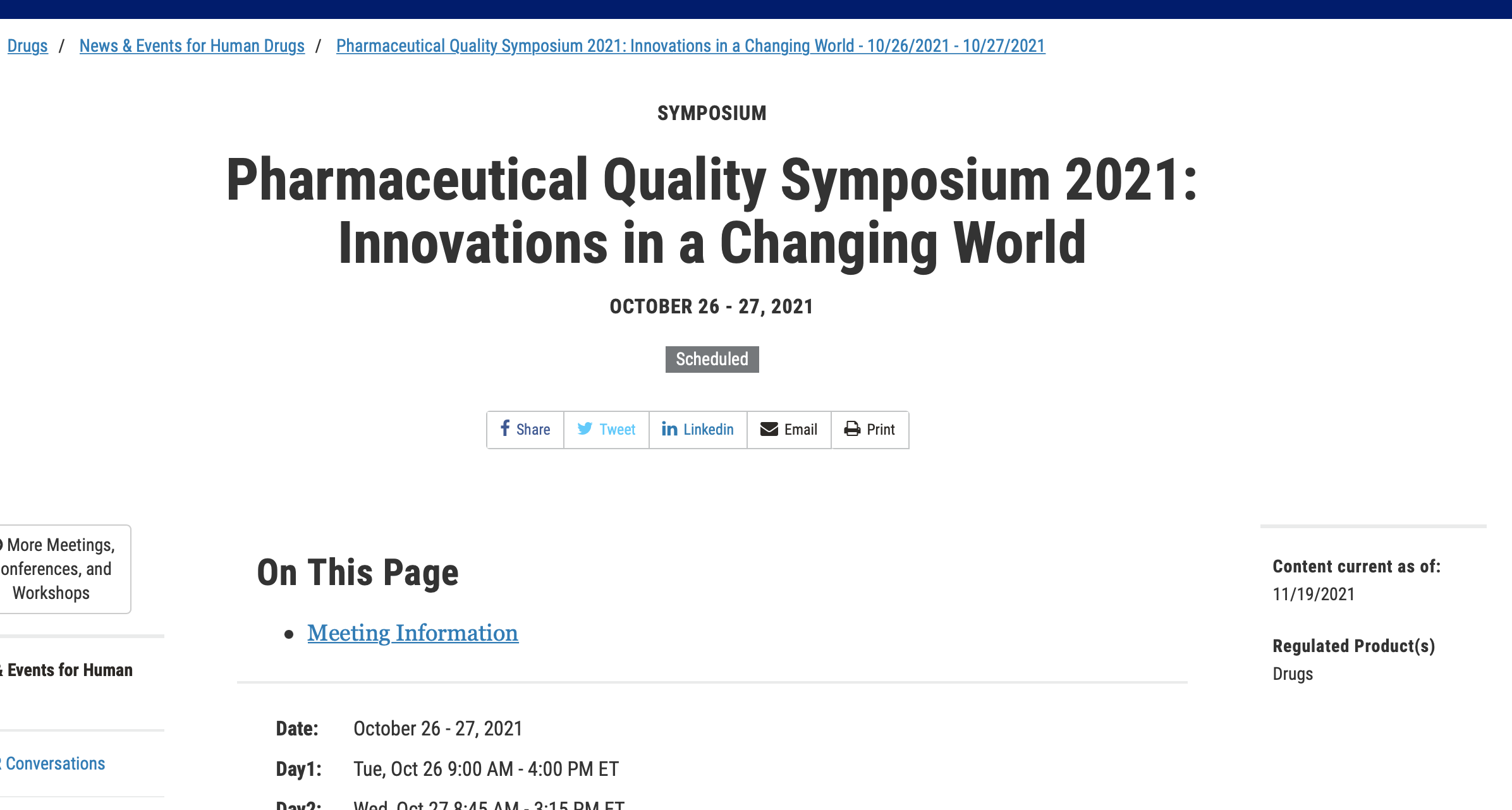 Quality Symposium webpage