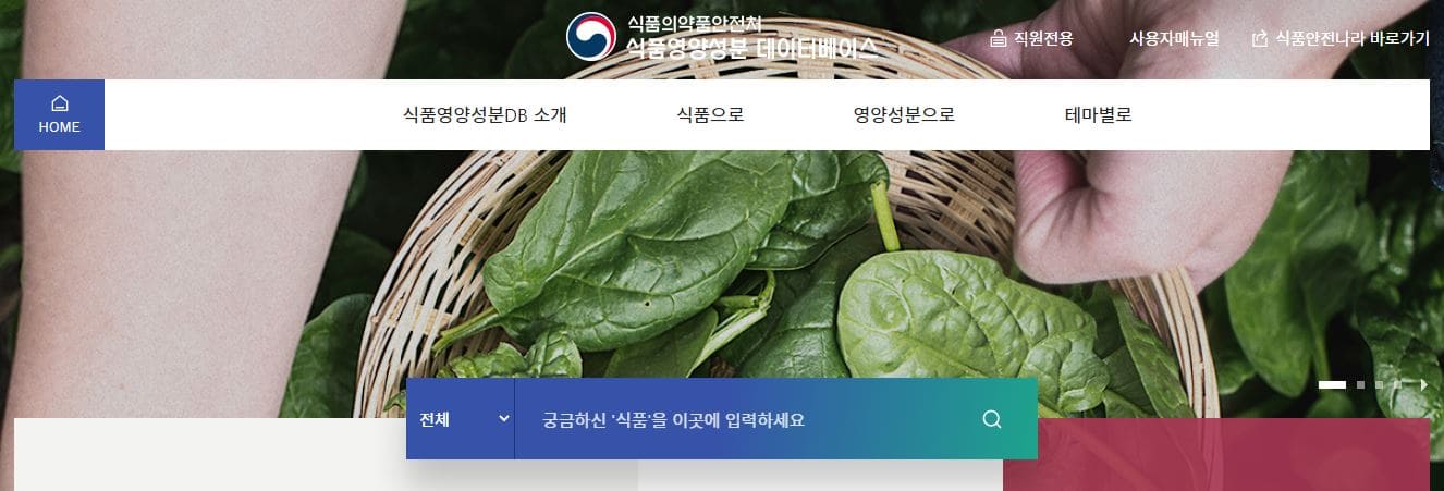 식품영양성분-데이터베이스-사이트