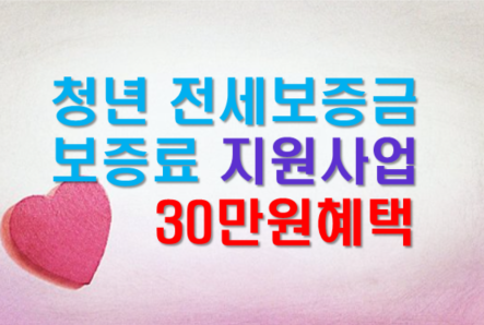  청년 전세보증금반환보증 보증료 지원사업 30만원 : 신청 방법 및 유의사항