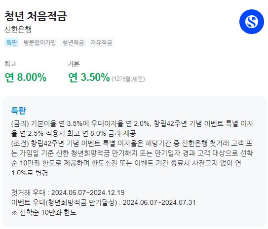 청년 처음적금 이자율