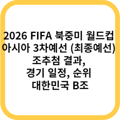2026 FIFA 북중미 월드컵 아시아 3차예선 (최종예선) 조추첨 결과, 경기 일정, 순위 - 대한민국 B조