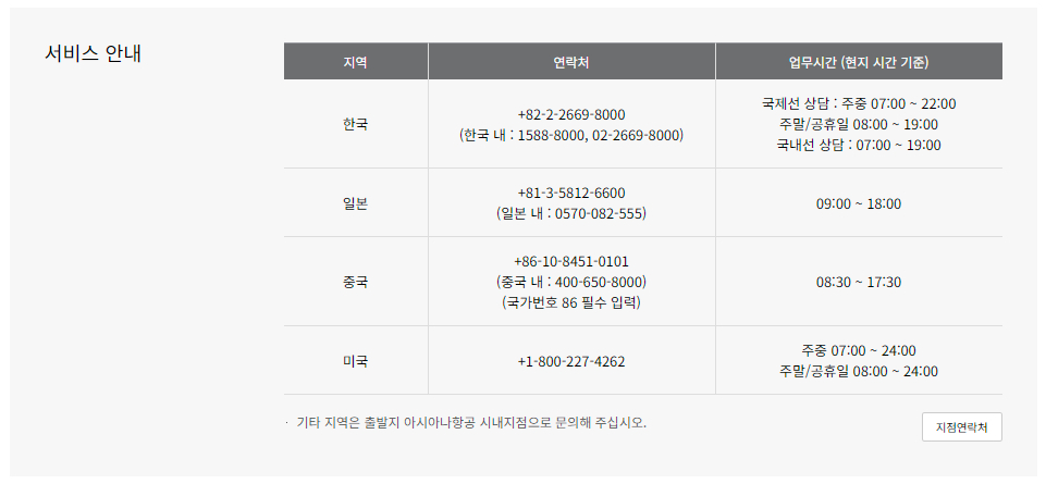 아시아나항공 의료도 도움 안내