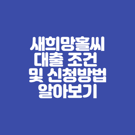  새희망홀씨 대출 조건 및 신청 방법 알아보기