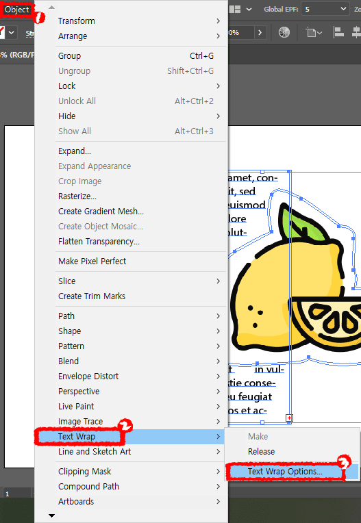 일러스트레이터-object-text-warp-text-warp-otions-클릭