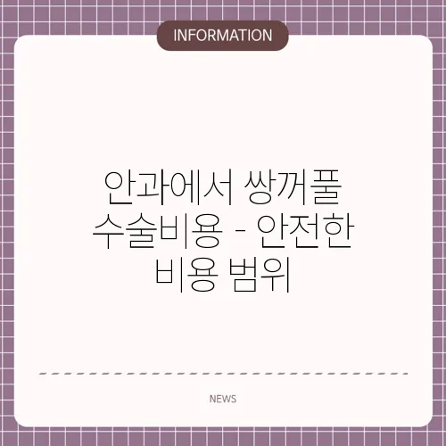 안과에서 쌍꺼풀 수술비용 - 안전한 비용 범위