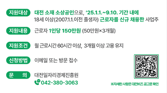 2025 대전 소상공인 인건비지원