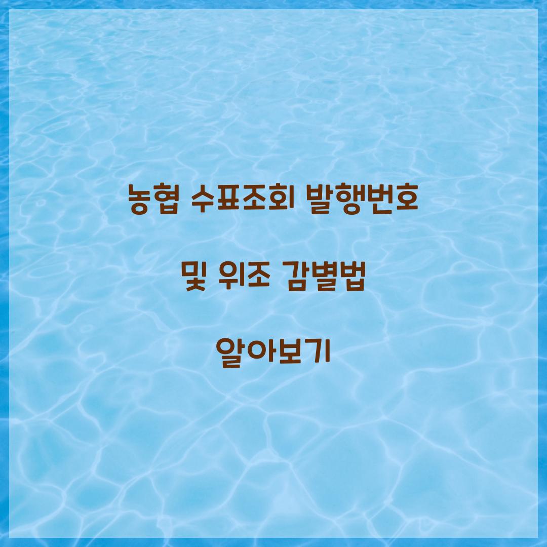 농협 수표조회 발행번호