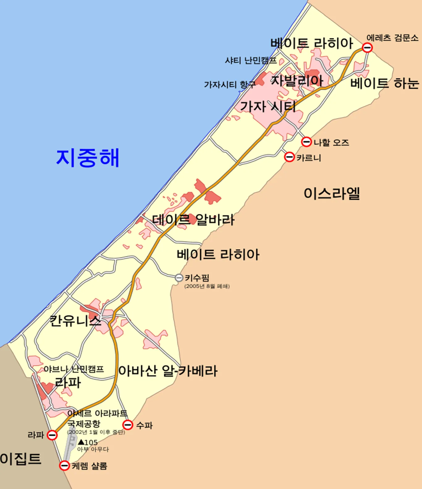 이스라엘 가자지구 지도