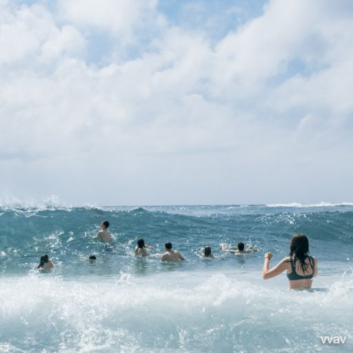 waves and people