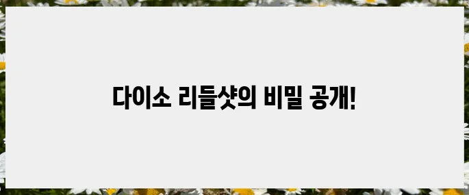 이제는 필수! 다이소 리들샷 사용법과 관리법