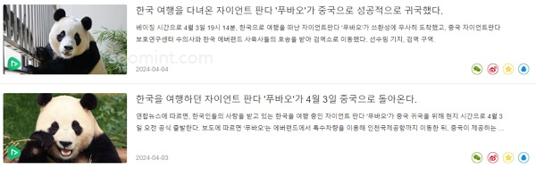 푸바오 중국 실시간 영상&#44; 최근 소식