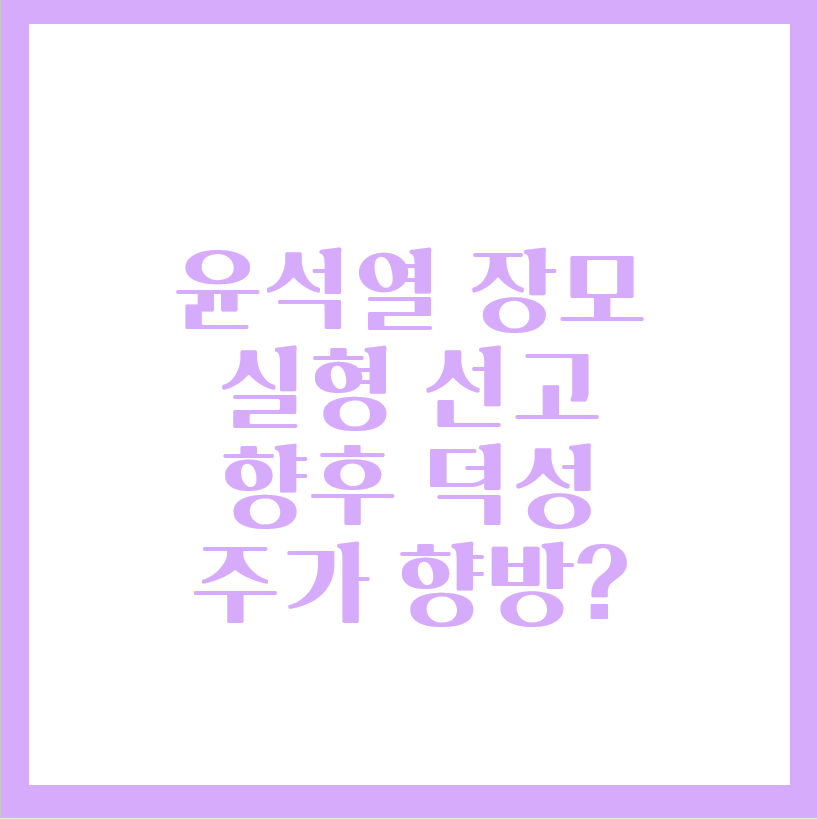  장모 실형 선고, 윤석열 관련주 주가는?(Feat.덕성)