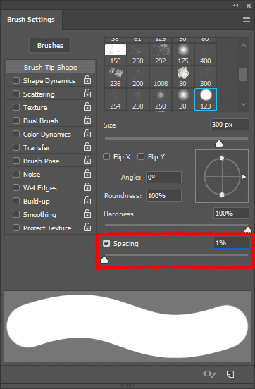 포토샵-brush-settings-spacing-1%