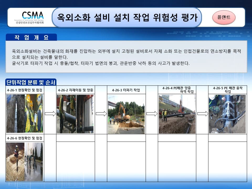  [건설공사 안전비법]_옥외 소화설비 설치 작업 위험성평가 양식