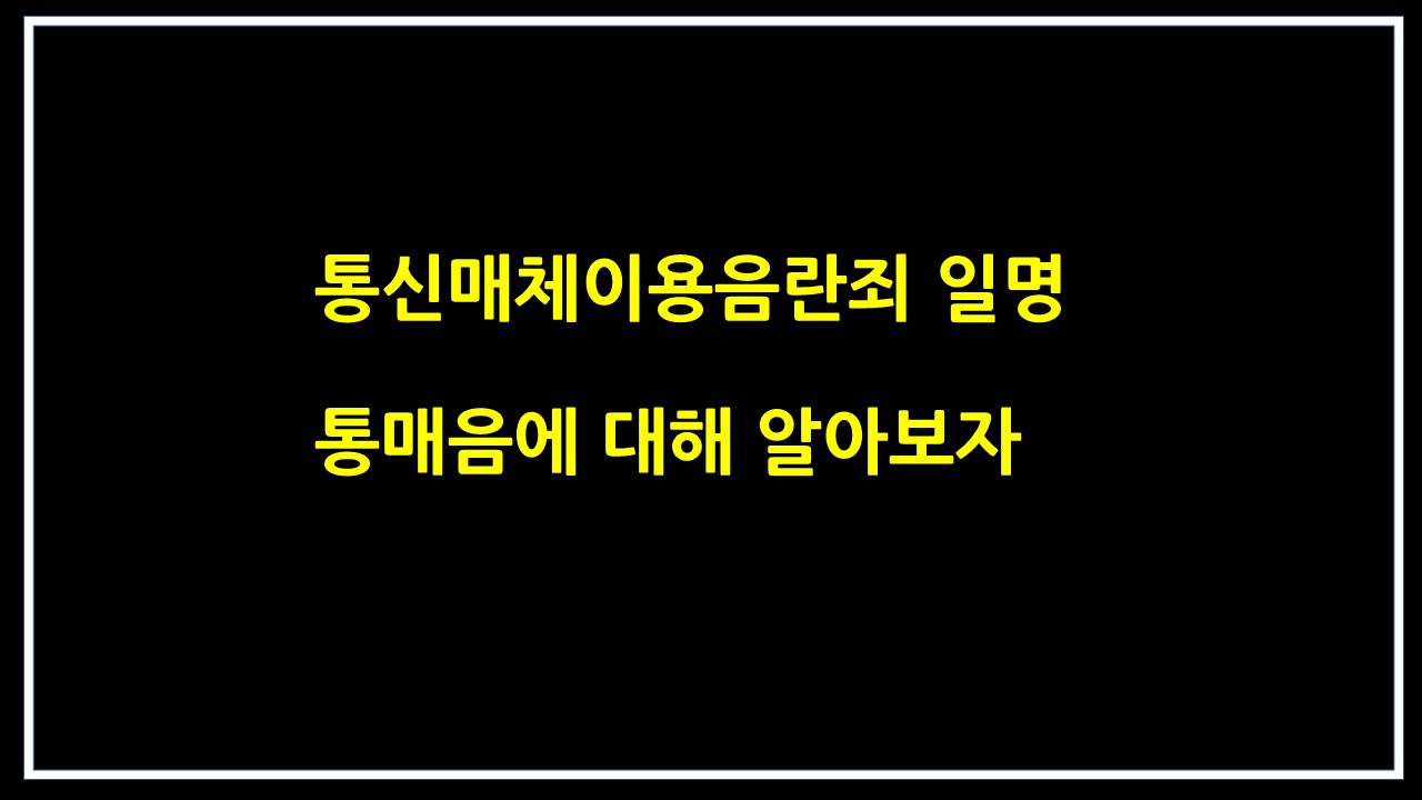 통신매체이용음란죄 일명 통매음에 대해 알아보자