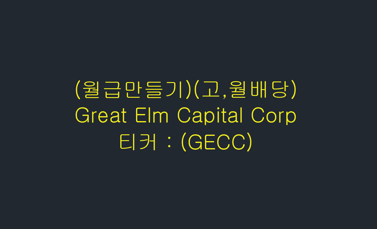  (월급만들기)미국주식 고배당, 월배당 Great Elm Capital Corp(GECC) 매수하기
