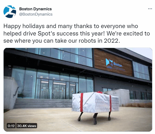 뭔가 안 어울리는 스팟의 크리스마스 선물 VIDEO: Merry Christmas: The Boston Dynamics dog has learned how to be Solid Snake