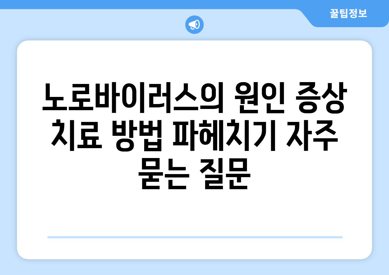 노로바이러스의 원인 증상 치료 방법 파헤치기 자주 묻는 질문