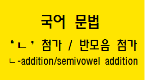  [국어 문법] 'ㄴ' 첨가 / 반모음 첨가 개념과 예시