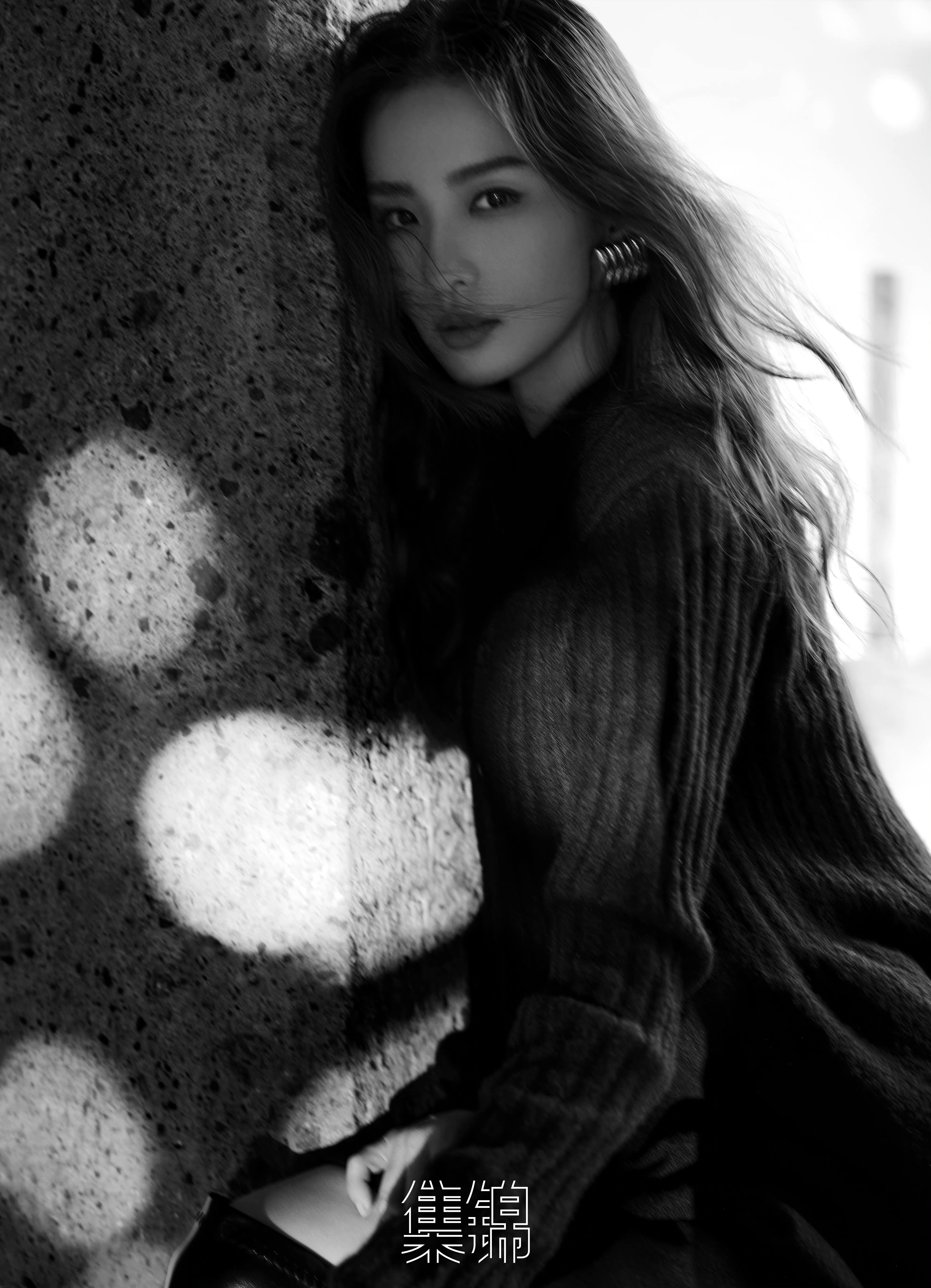 류시시의 청초함&#44; 흑백 사진