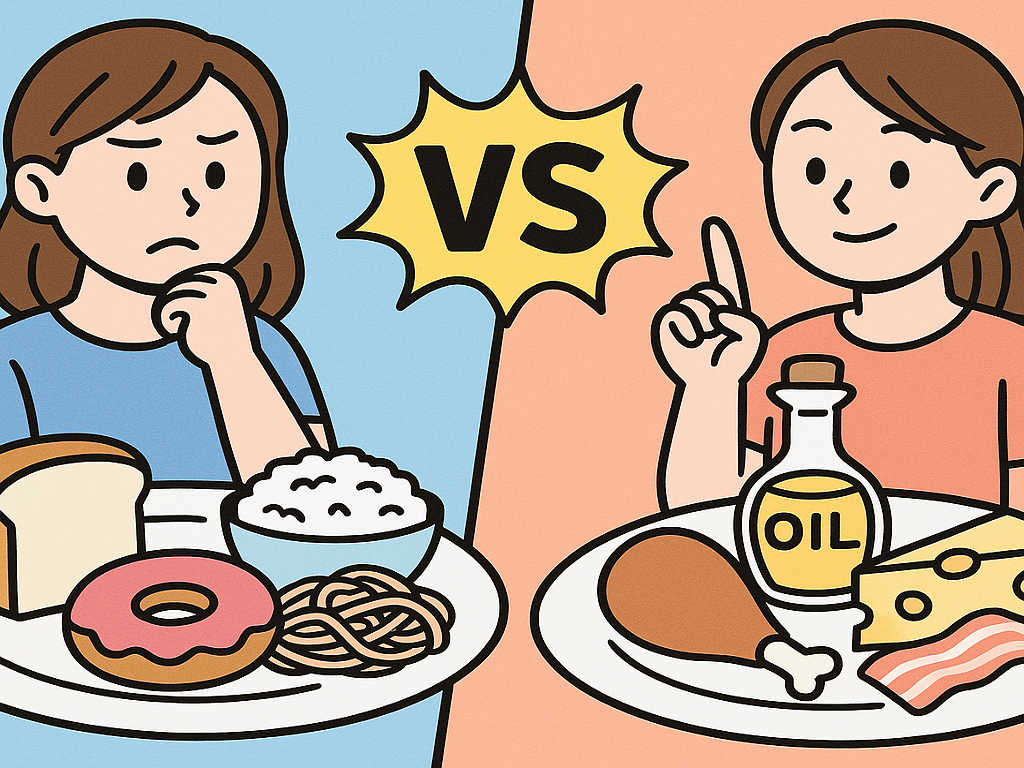 탄수화물 줄이기 VS 지방 줄이기, 뭐가 더 효과적일까?