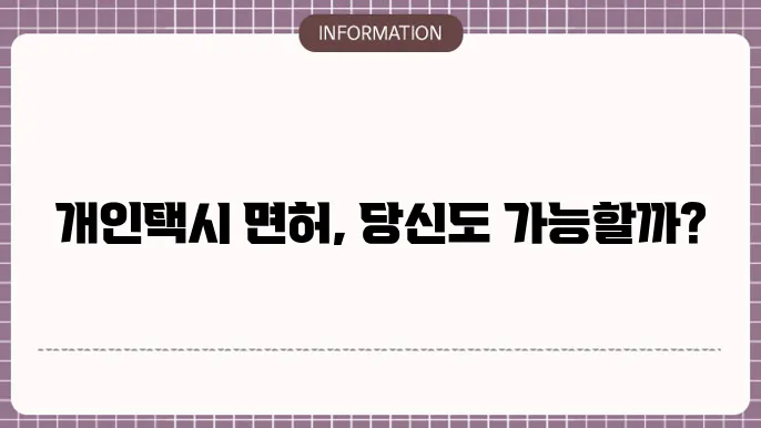개인택시 면허 자격 조건