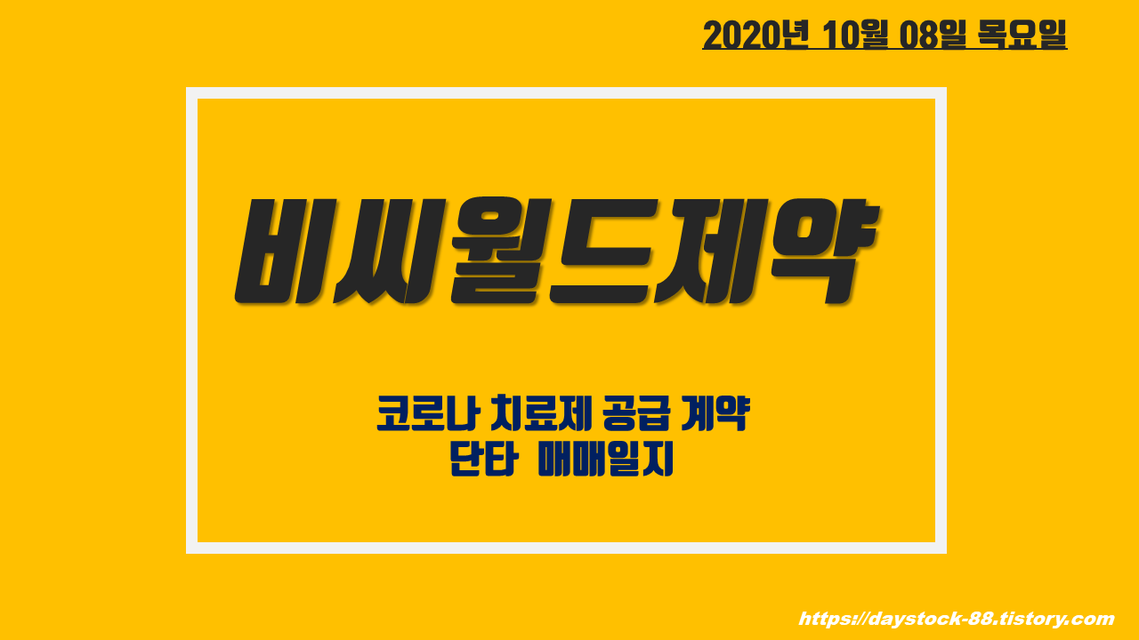  비씨월드제약 주가 전망 - 종근당과 코로나 치료제 공급 협약, 단타 매매일지