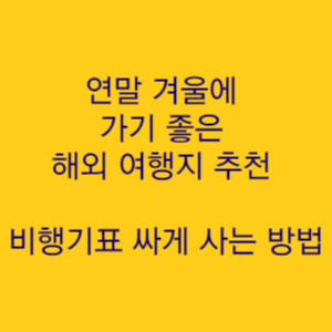  연말 겨울에 가면 좋은 해외 여행지 추천 '비행기표 싸게 사는 방법'