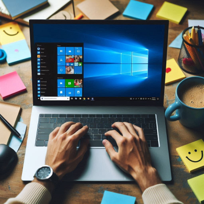 노트북을 들고 있는 웃는 여성 사용자