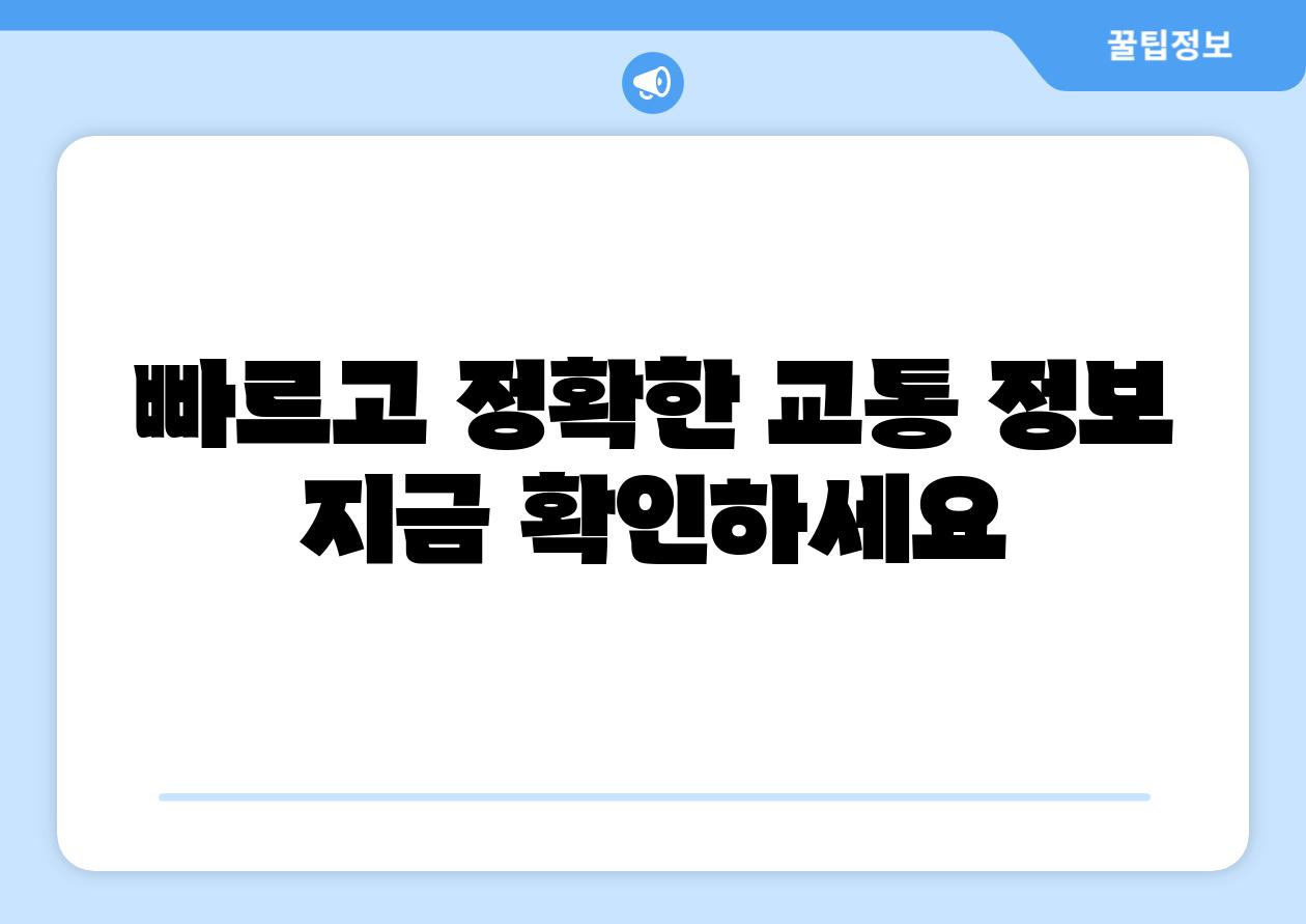 빠르고 정확한 교통 정보 지금 확인하세요
