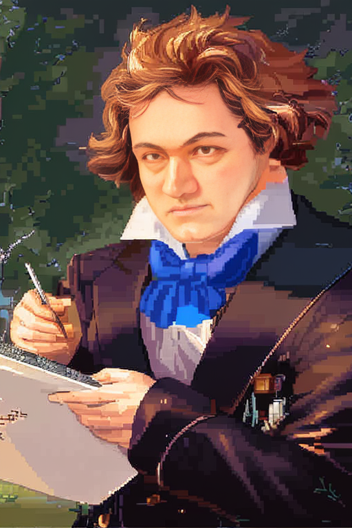 pixel art of Beethoven