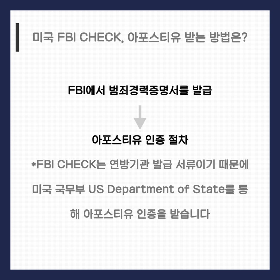 미국 FBI CHECK, 아포스티유 없이 제출하면 효력 없어요