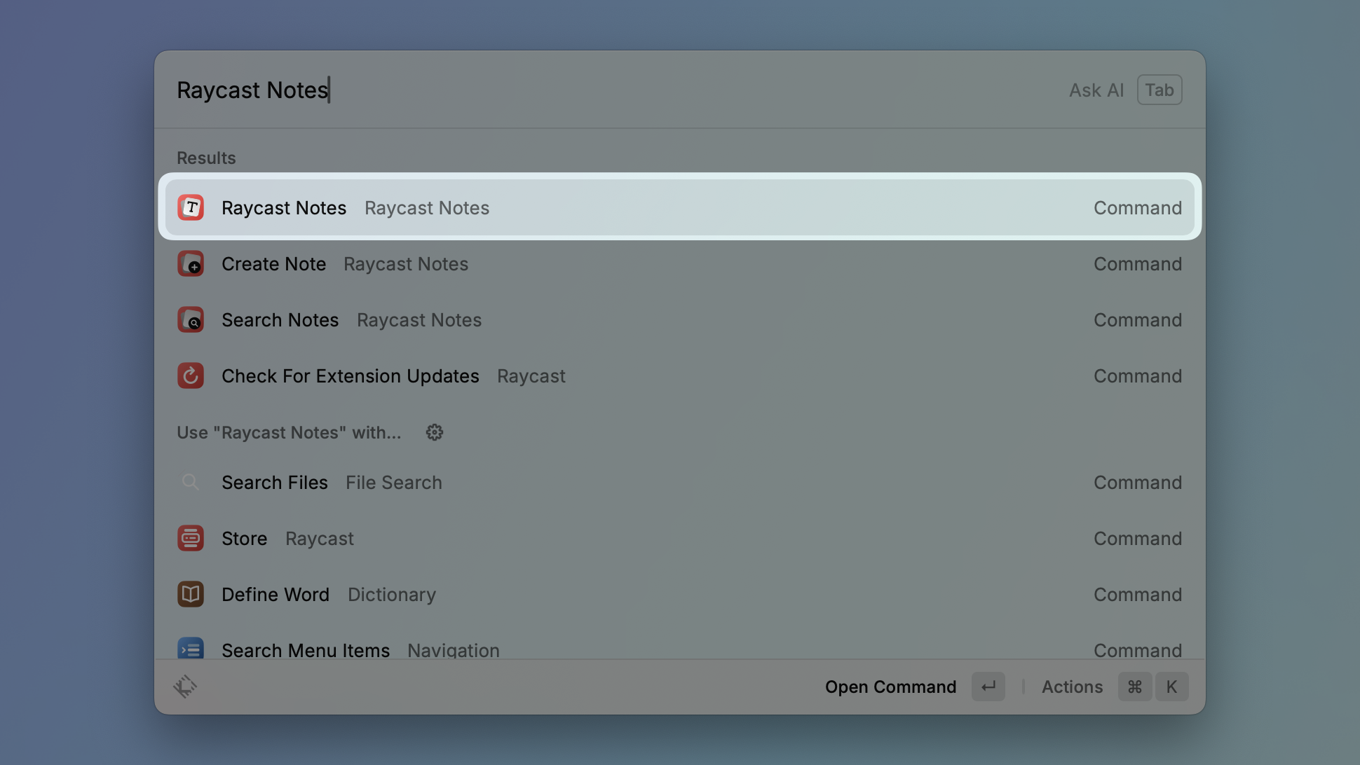 업데이트를 마치면 생성된 레이캐스트 노트를 확인할 수 있는 화면