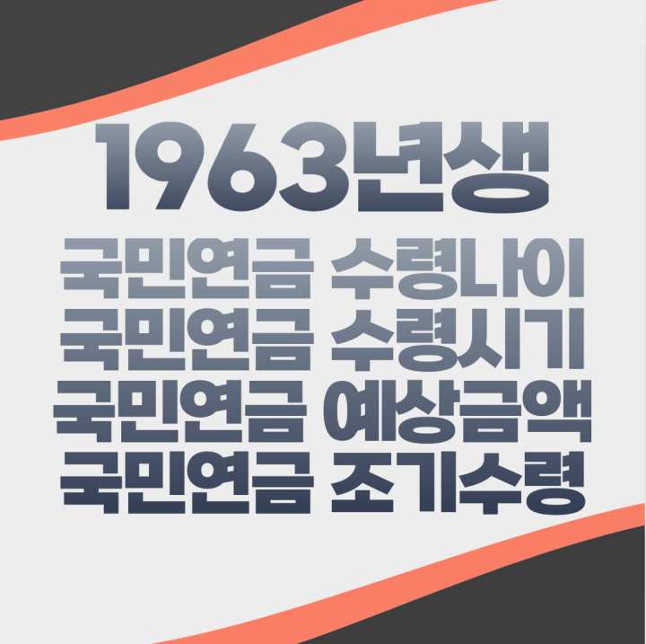 1963년생 국민연금 수령나이 수령시기 예상금액 확인방법 조기신청 등