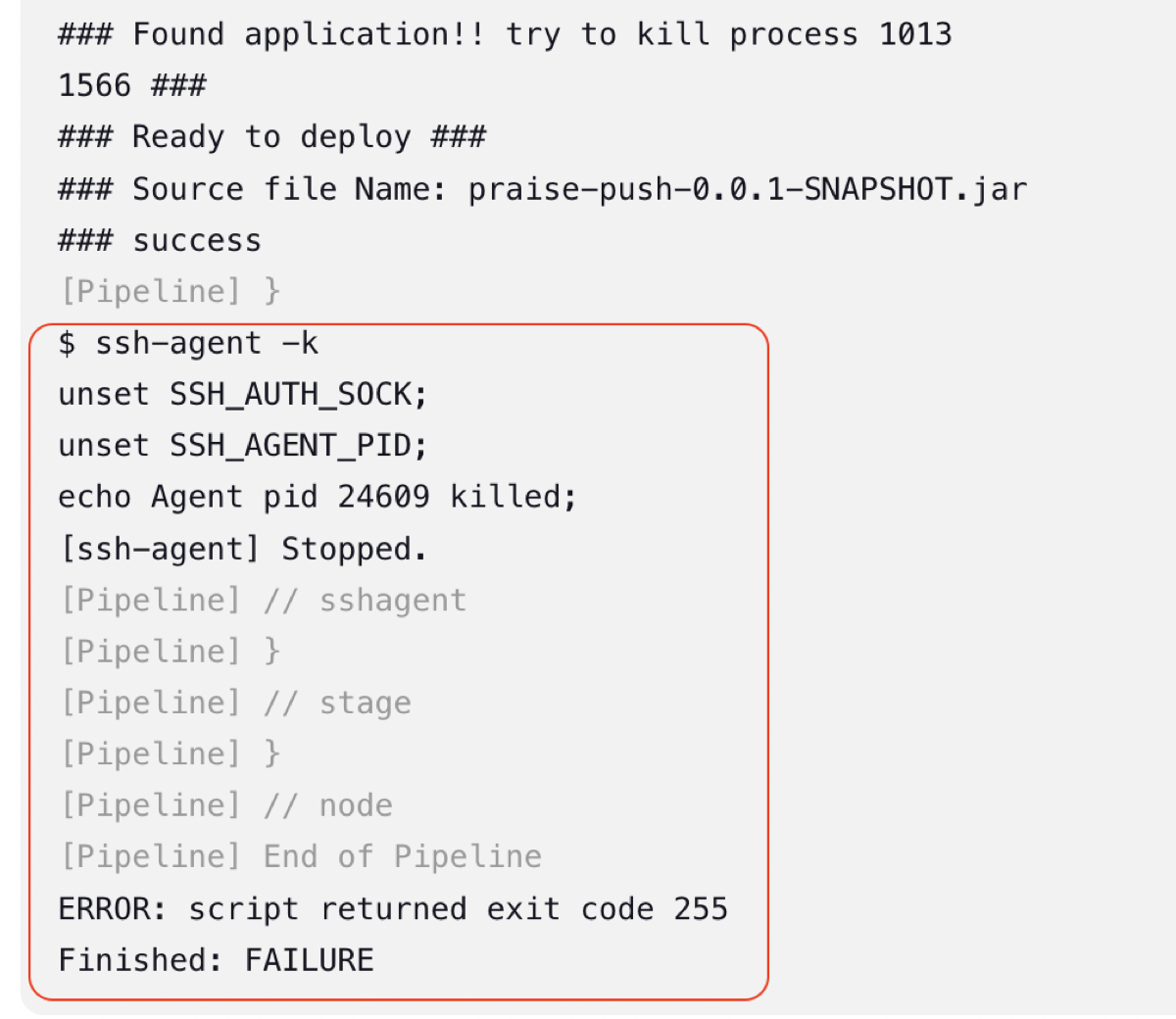 [Jenkins] ERROR script returned exit code 255