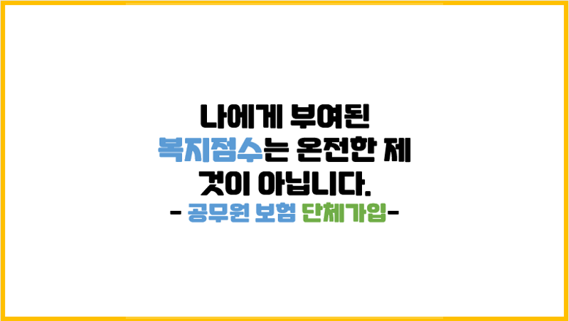  [공무원 복지포인트 Part  1] 저에게 부여된 복지점수 그대로 사용할 수가 없습니다(feat. 보험 강제가입)