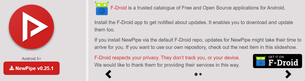 NewPipe 파일 다운로드 및 F-Droid 앱 다운로드