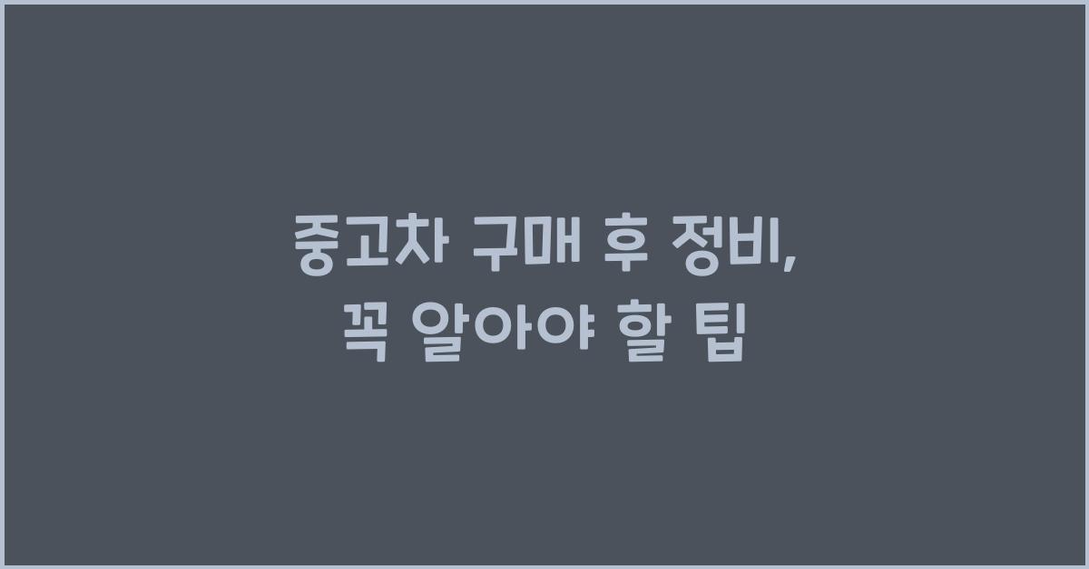 중고차 구매 후 정비