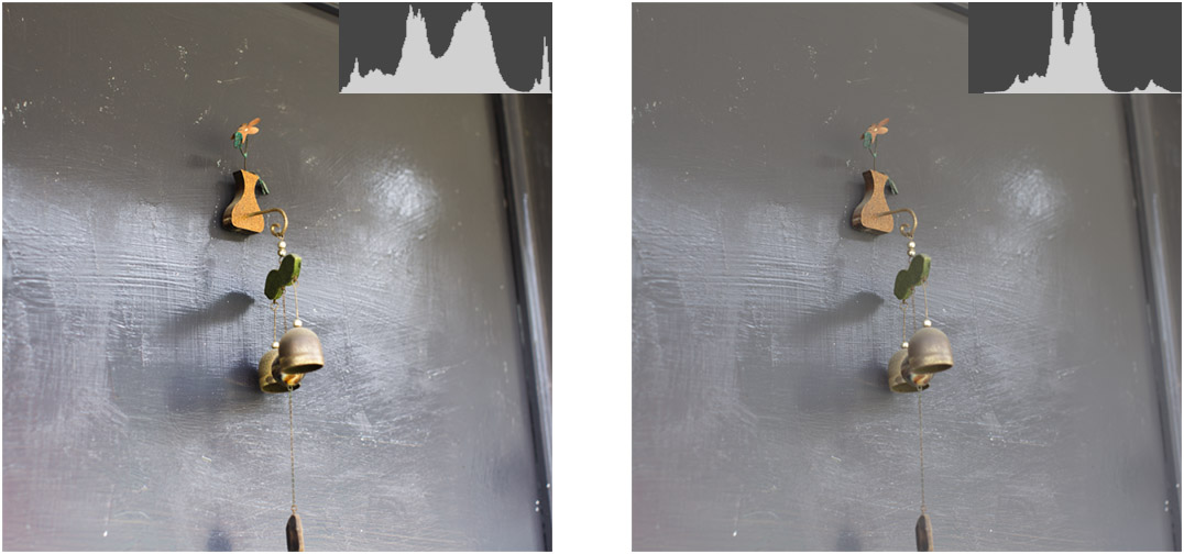 대비에 따른 히스토그램 예시