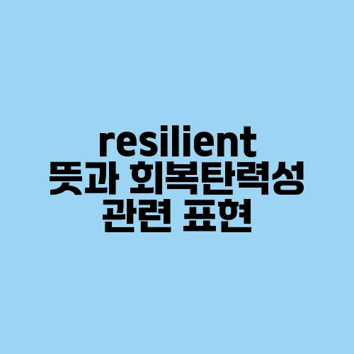resilient 뜻과 회복탄력성 관련 표현
