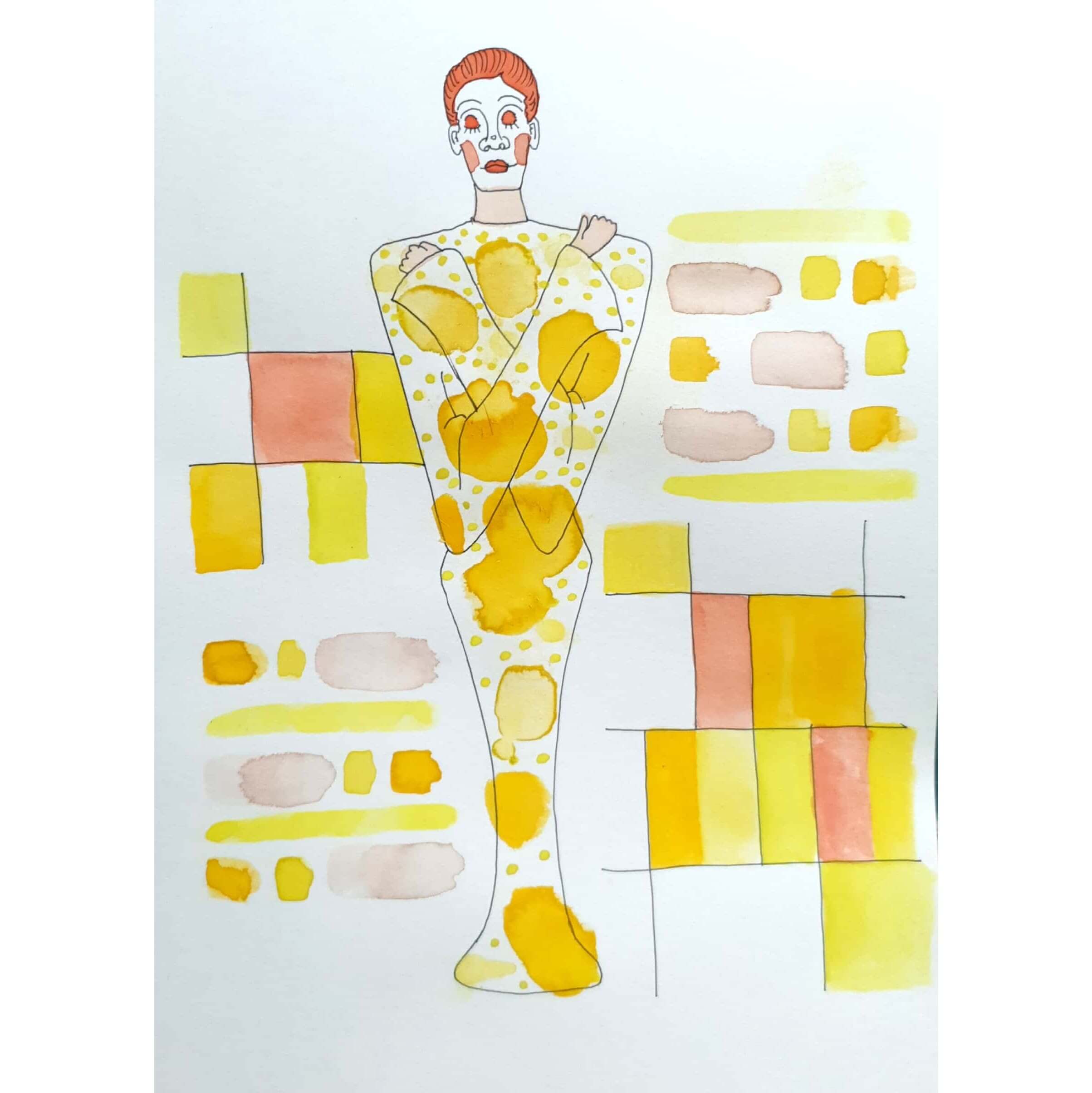  Dreaming in Yellow 노랑 속의 꿈 / 일러스트 그림 드로잉 / 인물화 그리기