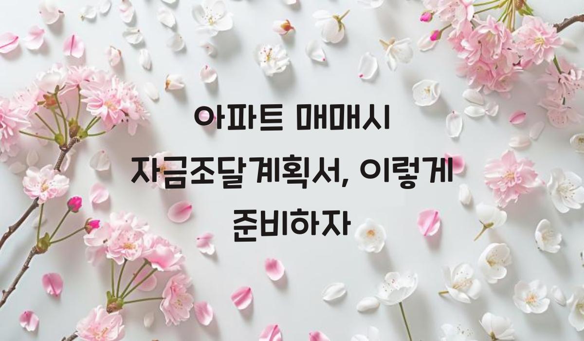 아파트 매매시 자금조달계획서