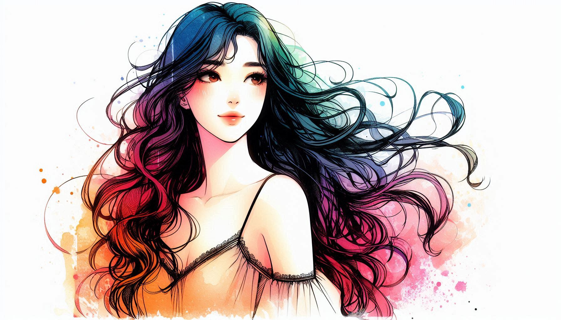 AI image_Prismatic Waves : A Watercolor Portrait_31